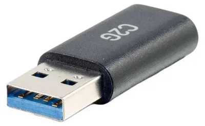 Produktbild von C2G Adapter USB-C® Buchse auf USB-A Stecker für SuperSpeed USB, 5 Gbps, USB A, USB C, 0,15 m, Schwarz