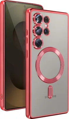 Produktbild von Avizar, MagSafe Silikonhülle Galaxy S25 Ultra Chromrahmen Elegant, Rot