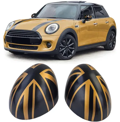 Für Mini F54 F55 F56 F57 13-18 Spiegel Gehäuse Kappen Union Jack Schwarz Gold in der Farbe Schwarz von Carparts-Online GmbH