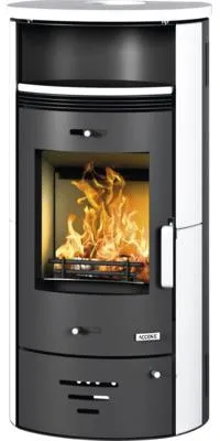 Produktbild von Kaminofen ACCENTE Casablanca 4.0 CTS Keramik weiß 7 kW mit Wärmefach und Holzfach