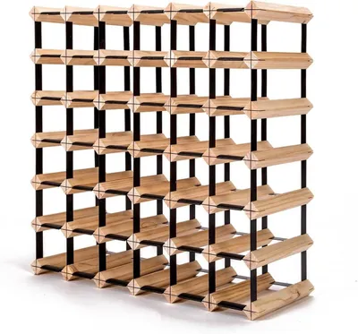 Productafbeelding van Wijnrek, metaal en hout, 42x23x61 cm, geschikt voor 6-91 flessen, voor in de keuken