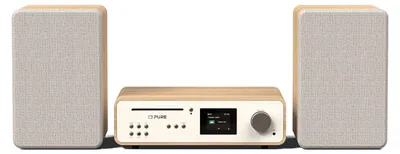Image de Classic Stereo - La charmante chaîne hi-fi en coton blanc / chêne
