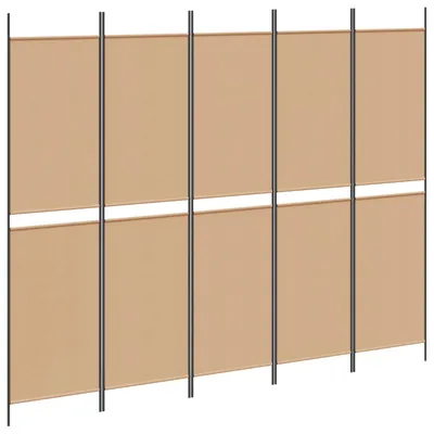 Image de Paravent 5 panneaux Beige 250 x 200 cm Tissu