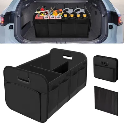 Immagine prodotto di Organizzatore per il bagagliaio - Borsa pieghevole - Contenitore per auto - Tessuto Oxford idrorepellente - 58x37x32 cm - Nero