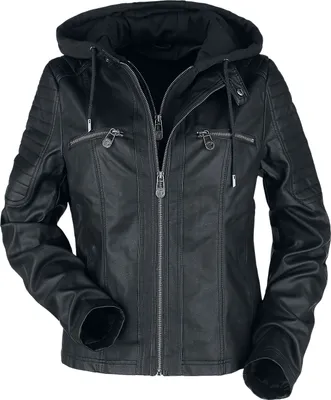 Schwarze Lederjacke Damen Kunstlederjacke Mit Kapuze