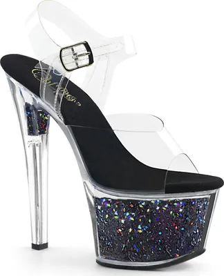 Produktbild von SKY-308GF Damen Sandale von Pleaser, Transparent Schwarz , EU 35, US 5