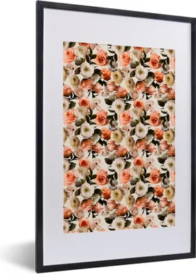 Produktbild von MuchoWow® MuchoWow® Gerahmtes Poster Rosen - Blumen - Collage 40x60 cm - Poster mit zchwarzem Bilderrahmen - Poster in Rahmen