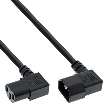 Imagen del producto de Cable de alimentación InLine® 16605A para dispositivos electrónicos, conector C13 a C14, 0,4 metros, con ángulo de 90°