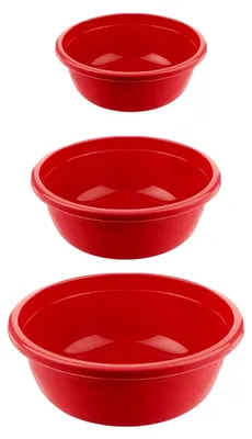 Produktbild von 3er Set Plastikschüssel Rund BPA-frei – Waschschüssel & Waschwanne aus Kunststoff – 5L, 7,5L & 10,5L Plastikschüsseln – Robuste Spülschüssel & Plastikwanne für Haushalt, Reinigung, Garten (rot)