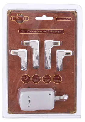 Productafbeelding van Luville Kerstdorp Switch Adapter 4,5 Volt met 4 Plugs - Kerstversiering voor Binnen - Kerst Decoratie Miniatuurwereld - Vervangt Batterijkastje - 7 x 4 x 5 cm - Wit