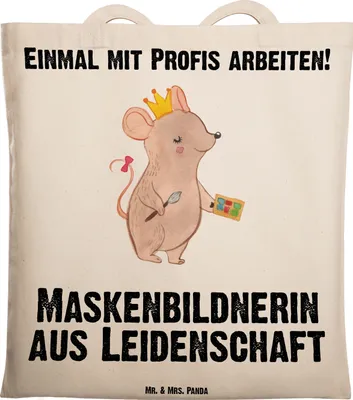 Produktbild von Mr. & Mrs. Panda Tote Bag Maskenbildnerin Leidenschaft - Transparent - Geschenk, Lustig, Jutebeutel, Beauty Salon, totebag, Tasche, Schultasche, Laptoptasche, Ausbildung