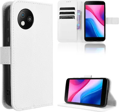 Image de Étui de protection en similicuir avec motif diamant pour ZTE Blade A35 Lite, modèle « Book Wallet », blanc
