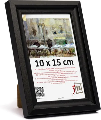 Immagine prodotto di Cornici per foto in legno, nere, di 10 x 15 cm, con vetro acrilico, per fotografie