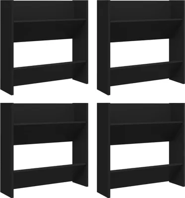 Obrázek produktu pro vidaXL Nástěnné botníky 4 ks Černá 60x18x60 cm Dřevěný materiál