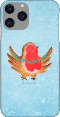 Produktbild von Mr. & Mrs. Panda Iphone 11 Pro Handyhülle Rotkehlchen Weihnachten - Eisblau - Geschenk, Frohe, Xmas, Heiligabend, Premium Kunststoff, Weihnachtsgruß, Winter, Handy Case