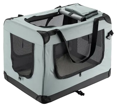 Image de Caisse de transport pour animaux - Pliable - 70 x 52 x 50 cm - Gris - L