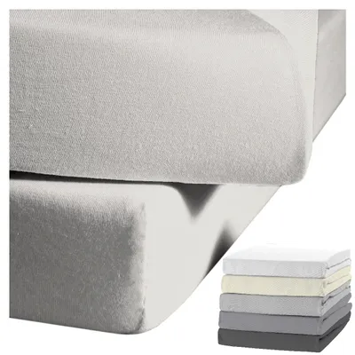 Produktbild von JACK by Kaeppel Biber Spannbettlaken Rundgummi Baumwolle Spannbetttuch 90x190-100x200 / 140-160x200 / 180-200x200 cm, Farbe:Silber, Größe:140x200cm Spannbettlaken