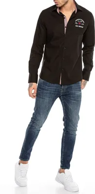 Produktbild von Red Bridge Herren Diamond RBJ-98 Design Modern Fit Langarm Hemd
