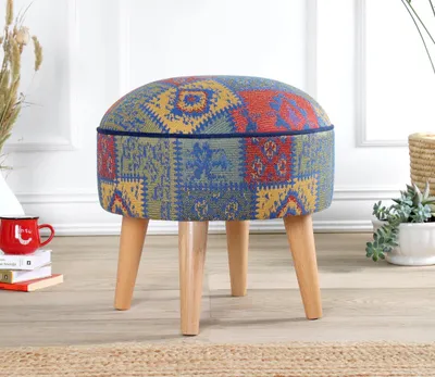 Produktbild von Hanah Home, Rugrev - Blue, Sitzpuff, Blau, 50 % BAUMWOLLE / 50 % LEINEN, 45 x 45 x 45 cm