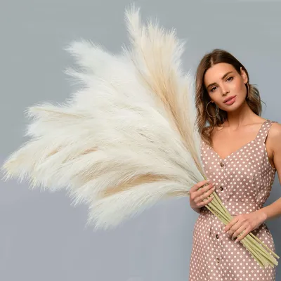 Produktbild von Großes XXL-Pampasgras, 4 künstliche Graspflanzen à 120 cm, flauschige künstliche Blumen für Schlafzimmer, Boho-Dekoration, Wohnzimmer, Boden, Vase, Tischdekoration