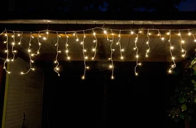 LED-Lichterkette Eisregen 24 m 960 warmweiße LEDs Timer IP44