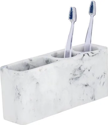 Obrázek produktu pro Držák na zubní kartáčky do koupelny v mramorovém vzhledu – styl koupelny – bílá, šedá, 22 x 102 x 64 cm