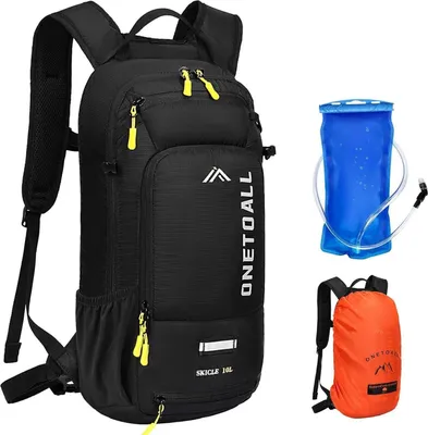 Produktbild von ONETOALL Fahrradrucksack klein 10L wasserdicht mit Regenschutz und Helmnetz