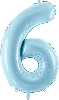 Produktbild von Folienballon Zahl „6“, 86cm, hellblau
