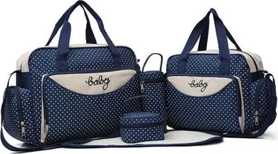 Produktbild von Baby-Wickeltaschen-Set – 5-teilig – Mikrofaser – Blau