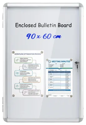 Produktbild von COSTWAY Schaukasten abschließbar, 90x60cm Magnetisch Infokasten mit beschreibbare Rückwand, Aushangkasten Wandmontage & Alurahmen, Plakatschaukasten