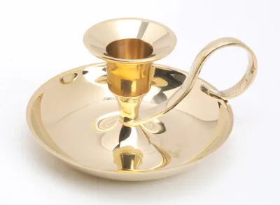 Produktbild von Kerzenleuchter, Handleuchter Klassik H 5 cm Messing Gold für Kerzen Ø 2 - 2,5 cm