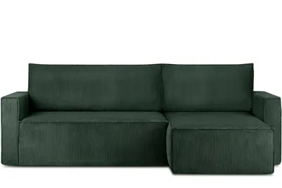 Obrázek produktu pro Konsimo levá/pravá rohová pohovka s funkcí spaní s područkami "NAPI", tmavě zelená, manšestrová látka, Loft, 246x89x148 cm