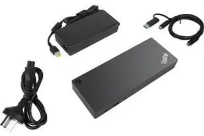 Produktbild von Lenovo 40AF0135IT, Kabelgebunden, USB 3.2 Gen 2 (3.1 Gen 2) Type-C, 3,5 mm, 10,100,1000 Mbit/s, Schwarz, Lenovo