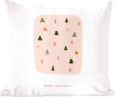 Produktbild von MuchoWow® Zierkissen Sofakissen Wohnzimmer Dekokissen 45x45 cm Weihnachtsbäume - Weihnachtskugeln - Zitat - Schlafpolster - Polster für das Sofa