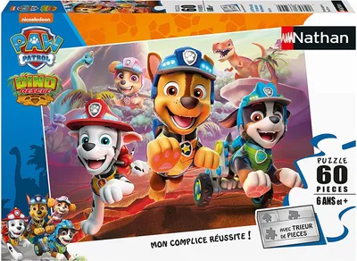 Zdjęcie produktu dla Nathan - 60-elementowe puzzle - Paw Patrol: Na ratunek dinozaurom - puzzle dla dzieci + sorter - od 6 lat