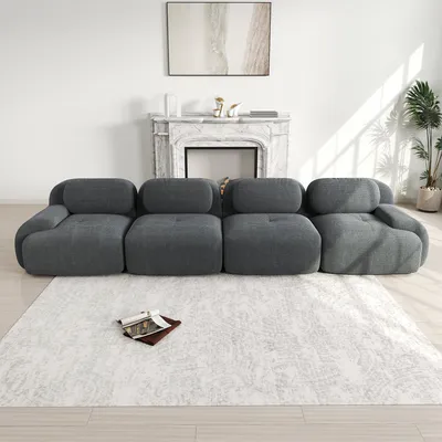 Produktbild von Rahmenloses Sofa, Modulares ergonomisches 4-Sitzer-Sofa, aus Cord, 32D mit tiefer Sitzfläche, Polstergarnitur für das Wohnzimmer, keine Montage erford