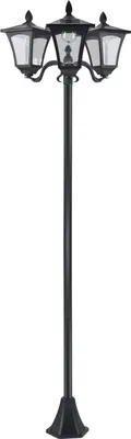 Produktbild von Solar Gartenlaterne mit 3 flammig Laterne Solarlaterne Wegleuchte mit LED 120 Lumen IP44 201 Edelstahl Schwarz 51,5 x 47 x 182,5 cm