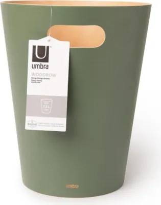 Produktbild von Umbra Woodrow Abfalleimer, Abfall Eimer, Abfallkorb, Papierkorb, Holz, Natur / Tannengrün, 7.5 L, 082780-1095