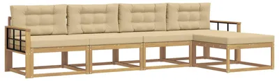 Imagen del producto de vidaXL: Juego de 4 sofás de exterior, color blanco y beige, fabricados en poliéster
