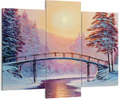 Produktbild von Bild auf Leinwand - Leinwandbild - Park Winter Brücke - 130x100cm - Wand Bild - Wanddeko - Leinwanddruck - Bilder - Kunstdruck - Wanddekoration - Leinwand bilder - Wandkunst - CB130x100-3988