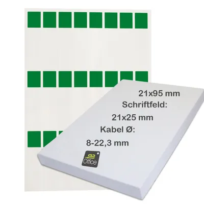 Produktbild von 24 Kabelmarkierer, rechteckig, 21 x 95 mm grün