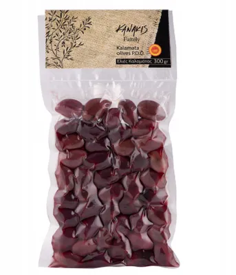 Zdjęcie produktu dla Kanakis | Oliwki Kalamata - 300 G - Z pestką - Mięsiste i soczyste - Naturalne składniki