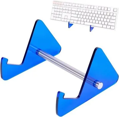 Obrázek produktu pro Akrylový držák na klávesnici, modrý, přenosný, odnímatelný, pro mechanické klávesnice, úložný prostor pro počítač a organizér na pracovní stůl