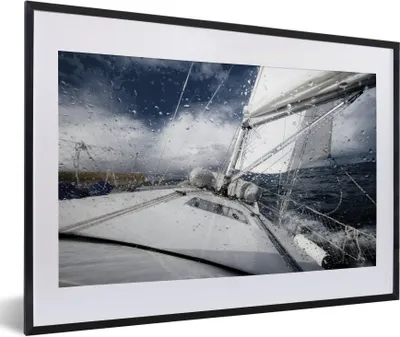 Produktbild von MuchoWow® Gerahmtes Poster Segelboot auf der Nordsee 60x40 cm - Poster mit Schwarzem Bilderrahmen Wandposter Rahmen Foto Bilder - Schlafzimmer - Plakat in Rahmen - Drucken