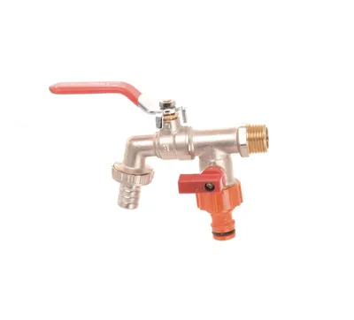 Produktbild von Wandventil mit Doppel Auslaufhahn 1/2" Kugelhahn, Wasserhahn - Messing verchromt