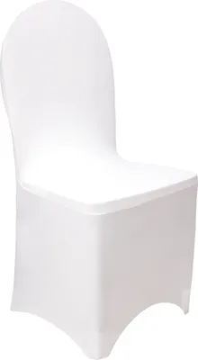 Produktbild von Stuhlhusse Stretch Weiß mit Runder Lehne elastischer Stuhlüberzug Stuhlbezug dehnbar, 1 Stück