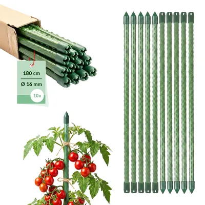 Zdjęcie produktu dla 10x Tyczki do pomidorów fi 16 mm 180 cm, podpora, paliki do mocowania roślin, ogórków, pnączy, kwiatów