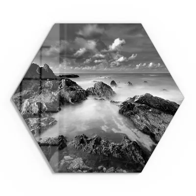 Produktbild von DEQORI Glasbild Echtglas 55x48 cm 'Küstennebelgeflüster' Wandbild Bild modern Deko