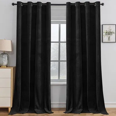 Produktbild von Schwarzes Frottéergordinvorhang-Set - Thermisch Dämmschicht - 2 Stücke - Schwarz - 140 x 280 CM