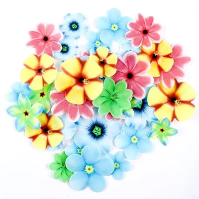 Produktbild von 80 Stück Essbare Blumen für Tortendekoration - Bunte Essbare Papierblumen